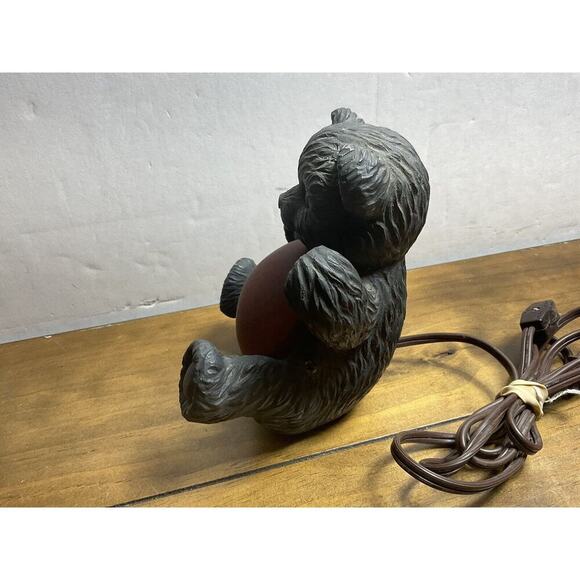 Vintage Teddy Bear Light 7 Inch Bronze and Amber Art Glass Light - Picture 5 of 12